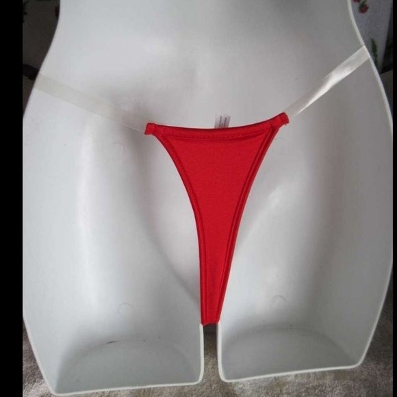 Clear Side Straps Red Thong Panties Leg Avenue Underwear One Size Small - Picture 2 of 6
